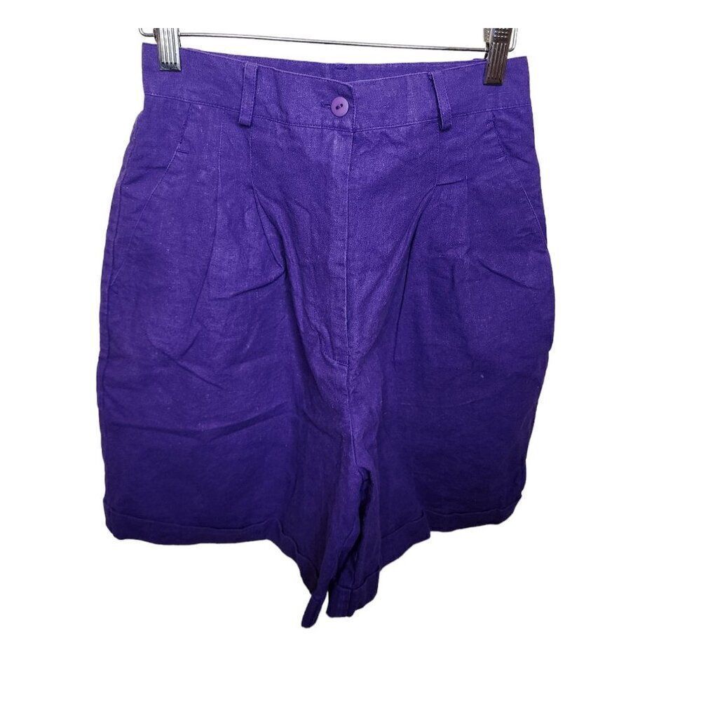 Vintage 80s Nordstrom High Waist Mom Shorts Womens Size S Purple Chinos Cotton